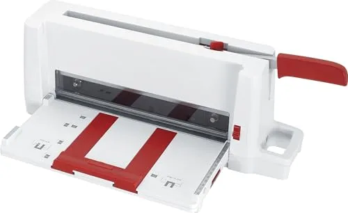 IDEAL 3006 Büro Stapelschneider - Papierschneidemaschinen mit beidseitig einsetzbarem Rückanschlag für präzises Schneiden bis 300 mm, inklusive Sicherheitsklappe und optischem Schnittandeuter für höchste Genauigkeit.