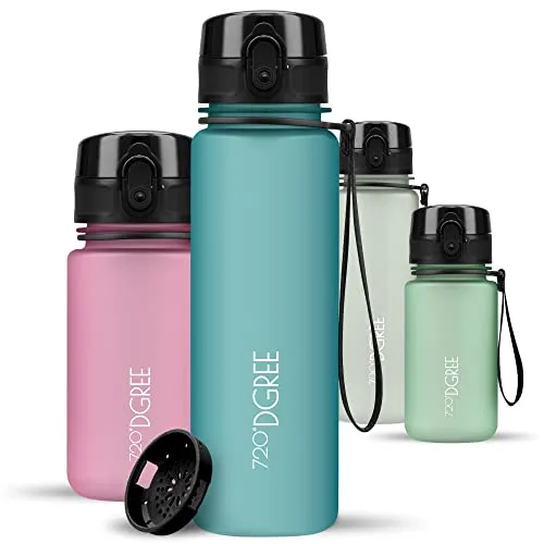 720°DGREE Trinkflasche Kinder 500ml “uberBottle“ softTouch +Sieb - Auslaufsicher, BPA-Frei - Flasche für Schule, Sport, Fitness - Wasserflasche aus Tritan - Schmal, Leicht, Stoßfest, Wiederverwendbar