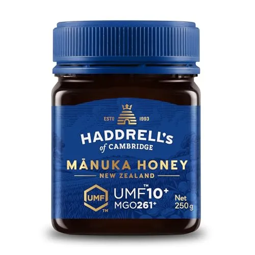 Haddrell's Manuka Honig MGO 250+ (UMF 10+) 250g - Naturbelassener Manuka Honig mit UMF-Siegel, garantiert hohe Qualität und kontrollierter MGO-Gehalt. Ideal für vielseitige Anwendungsmöglichkeiten und 100% natürlich.
