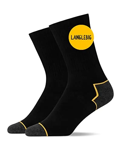 Snocks Arbeitssocken Herren 2x Paar Work Socken aus Bio-Baumwolle Schwarz Größe 39-42 Arbeitssocken Herren 39-42 Gelb Hüttensocken Warm Winter Arbeit Socken