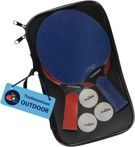 Hudora 6tlg. Tischtennisset "Outdoor" in Bunt - Tischtennisschläger-Set für Damen, ideal für Outdoor-Aktivitäten. Enthält 2 Schläger, 3 Bälle und eine Schlägertasche – perfekt für Spaß im Freien!