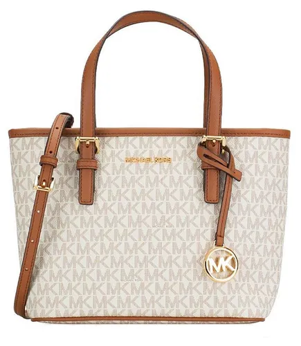 MICHAEL KORS JET SET TRAVEL XS CRYL CONV TZ TOTE - Damentasche aus PVC/Leder in Vanilla, mit goldfarbenem Verschluss und MK-Logo. Ideal für stilvolle Auftritte und perfekte Größe für den Alltag.