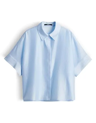 someday Damen Kurzarmbluse | Boxy Printbluse aus seidig schimmernden Satin Summer Breeze, Größe 38 - Die someday Boxy Printbluse kombiniert stilvolles Design mit hohem Tragekomfort. Ideal für Büro und Freizeit, sorgt die weite Passform für einen modernen Look. Hochwertige Materialien garantieren Langlebigkeit und angenehmes Tragegefühl.