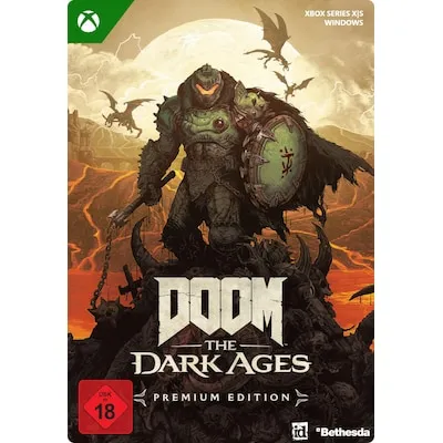 DOOM: The Dark Ages Premium Edition - Xbox - Download Code - Gutschein für Xbox, erlebe die düstere Welt von DOOM mit exklusiven Inhalten und intensivem Shooter-Gameplay.