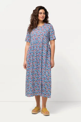 Ulla Popken Maxikleid Jersey-Maxikleid A-Linie - Gemusterte Kleider, aus 100% Baumwolle, ideal für einen lässigen Look mit praktischen Taschen und bequemem A-Linien-Schnitt.