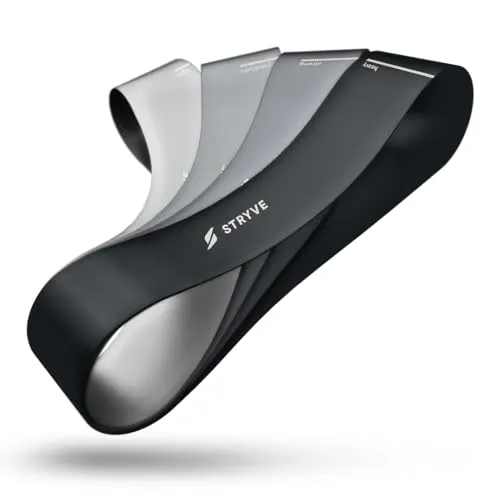 STRYVE Mini Bands 4er Set – Widerstandsbänder für Krafttraining & Fitness, in 4 Stärken – Stilvolles Design, leicht transportierbar – Für Zuhause, Gym & unterwegs, inkl. Tasche & eBook, Damen & Herren
