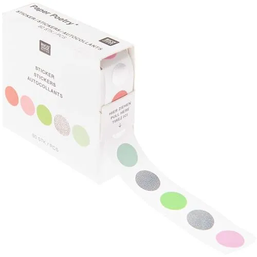 Rico Design Stickerrolle mit 80 Aufkleber Punkte