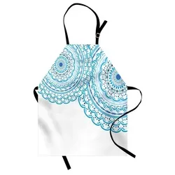 Abakuhaus Kochschürze Höhenverstellbar Klare Farben ohne verblassen, Mandala Hochzeits-Einladung Spitze blau