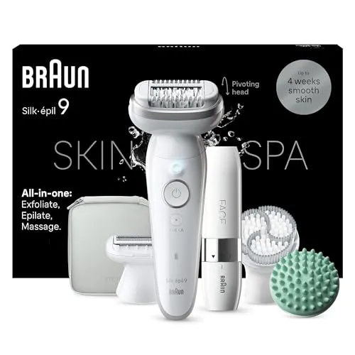 Braun Silk-epil 9 SkinSpa 9-381 Epilierer-Set - Epilierer mit integrierter Hautpflegebürste, für seidig glatte Haut und ein luxuriöses Pflegeerlebnis zu Hause.