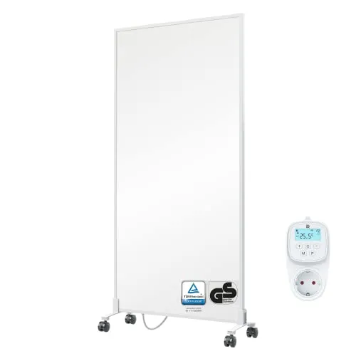 BR Bringer Infrarotheizung Standgerät 1200 Watt - Mobile Elektroheizung mit Smart Thermostat und App - Energiesparendes Standgerät mit CarbonCrystal Heizelement für gleichmäßige Wärmeverteilung. Flexibel einsetzbar dank Rollen und praktischem An-/Ausschalter. Ideal für komfortable Wärme in jedem Raum.