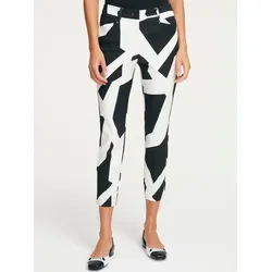 7/8-Hose HEINE, Damen, Gr. 38, Normalgrößen, schwarz-weiß (schwarz, ecru), 48% Baumwolle, 45% Polyester, 7% Elasthan, bedruckt, gemustert, 7/8-Länge, Hosen