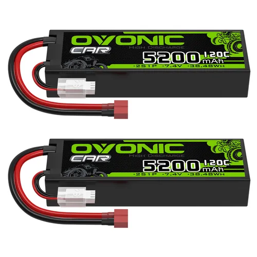 2X Ovonic 5200mAh 2S LiPo Akku 7.4V 120C T für 1/10 RC Auto LKW Crawler Boot