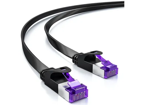 deleyCON deleyCON 10m RJ45 Patchkabel Flachkabel mit CAT7 Rohkabel U/FTP - LAN-Kabel