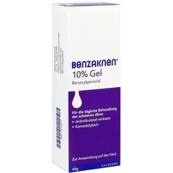 Benzaknen 10% Gel zur Aknebehandlung - Effektives Gel zur Unterstützung bei schwerer Akne. Mit hochwertigem Benzoylperoxid für eine gezielte Behandlung und sichtbare Verbesserung des Hautbildes innerhalb weniger Wochen.