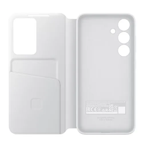 Samsung Smart View Wallet Case für Galaxy S24 - Weiß, mit Sichtfenster für Benachrichtigungen und integriertem Kartenhalter, schützt Display und Rückseite