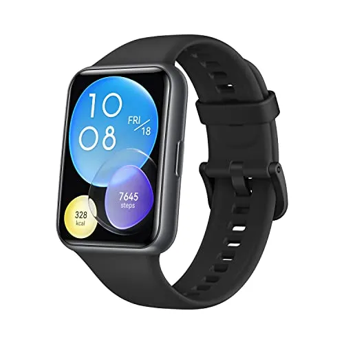 Huawei Watch Fit 2 - Smartwatch in Schwarz mit AMOLED-Display, Blutsauerstoff- und Herzfrequenzsensor, 3 Jahre Garantie und 5 ATM wasserdicht