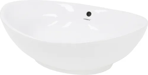 ECD Germany Ovales Waschtisch Waschbecken 590x390 mm - Hochwertiges Keramik Waschbecken mit modernem Design, ideal für Badezimmer und Gäste-WC. Praktisches trichterförmiges Becken für einfaches Waschen und Reinigen.