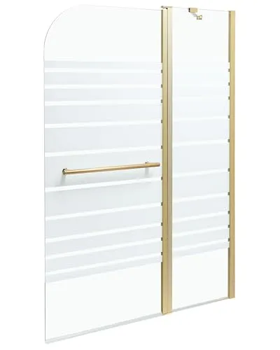 Badewannenaufsatz mit Tür 100x140 cm - Sicherheitsglas in Transparent/Gold - Badewannenaufsatz aus robustem Sicherheitsglas, bietet praktische Tür für einfachen Zugang und elegantes Design. Ideal für jedes Badezimmer.