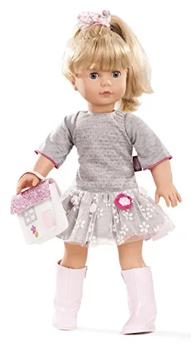 Götz Precious Day Girl Jessica Stehpuppe mit Blumenkranz - Hochwertige 46 cm große Spielpuppe mit blonden Haaren und blauen Augen, perfekt für kreative Rollenspiele und Sammler. Ideal für Kinder und Puppenliebhaber.