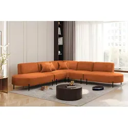 Ecksofa Designersofa VALENCIA in Ziegelrot - Sofas & Sessel, modernes Ecksofa in stilvollem Ziegelrot, ideal für große Wohnzimmer mit Platz für bis zu 8 Personen.