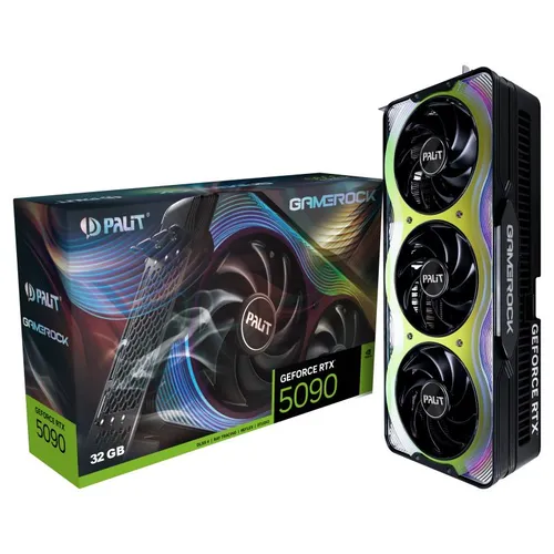 GeForce RTX 5090 GameRock - Hochleistungs-Grafikkarte für Gamer - Grafikkarte mit NVIDIA GeForce RTX 5090, 32 GB GDDR7 und fortschrittlichem DLSS 4 für flüssiges Gaming und beeindruckende Grafikdetails.