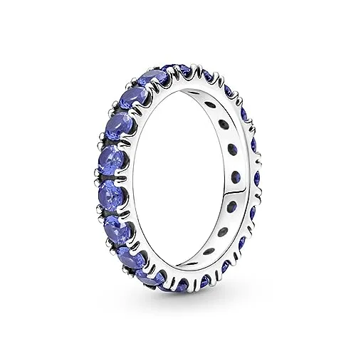 PANDORA Ring Timeless "funkelnde Reihe" silber, blaue Kristalle 190050C02 52