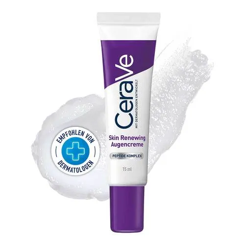 CeraVe Skin Renewing Eye Cream - Augencreme für strahlende Augen, 15 ml - Medizinische Körperpflege mit Koffein und Niacinamid, spendet intensive Feuchtigkeit, glättet Falten und reduziert dunkle Augenringe für einen frischen, jugendlichen Teint.