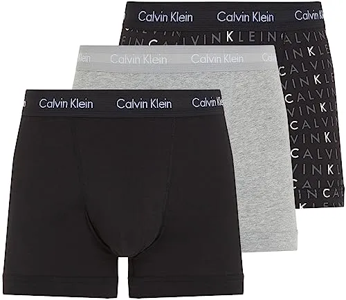 Calvin Klein 3P Cotton Stretch Trunks - Bequeme Boxershorts für Herren - Herrenunterhosen aus weicher Baumwollmischung, ideal für maximalen Komfort und eine perfekte Passform mit elastischem Mikrofaserbund.