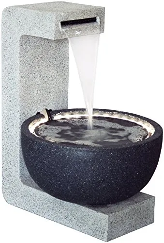 dobar 96120e Großer Design Gartenbrunnen Juno - eleganter Terrassenbrunnen mit LED-Beleuchtung, bruchfest und wetterbeständig für stimmungsvolles Ambiente