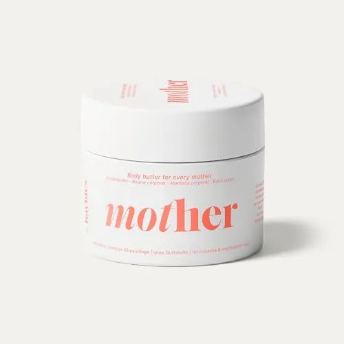 mother by baybies Körperbutter - Intensive, natürliche Bodybutter für alle Mamas 180ml/ Mamapflege/Vegan, Zertifizierte Naturkosmetik, Zur Vorbeugung von Schwangerschaftsstreifen & Dehnungsstreifen