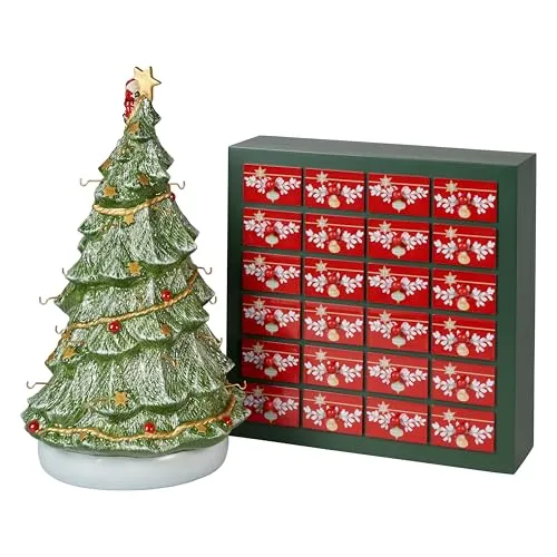 Villeroy Boch Christmas Toy S Memory Adventskalender Set - 26-teilig mit 24 Porzellanfiguren, nostalgische Weihnachtsdeko mit Tannenbaum und Überraschungen für jeden Tag