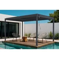 Cazeboo Piana 4X3M Bioklimatische Pergola aus Aluminium - Moderne 4x3m Pergola mit verstellbaren Lamellen für optimalen Wetterschutz. Ideal für Garten und Terrasse, robust und langlebig für ganzjährigen Einsatz.