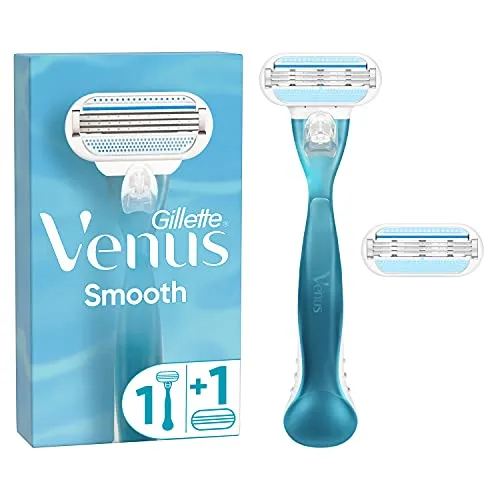 Gillette Venus Smooth Rasierer Damen, Damenrasierer + 2 Rasierklingen mit 3-fach Klinge, Frauen Geschenk