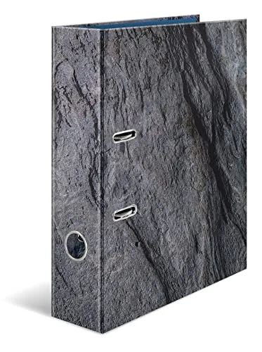 HERMA 19652 Ordner A4 Natur Stein, 5 Stück, 7 cm breit, Motiv Aktenordner aus Pappe mit Innendruck für Schule & Büro, stabiles Kinder Ringordner Set aus Karton für Jungen & Mädchen