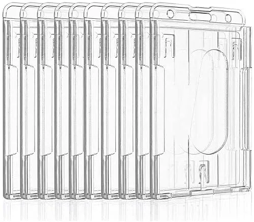 Bohoman 10 Pcs Ausweishülle Hartplastik Transparent Ausweishülle für 2 Karten Ausweishülle Hartplastik Vertikal für Ausweise Kreditkarten