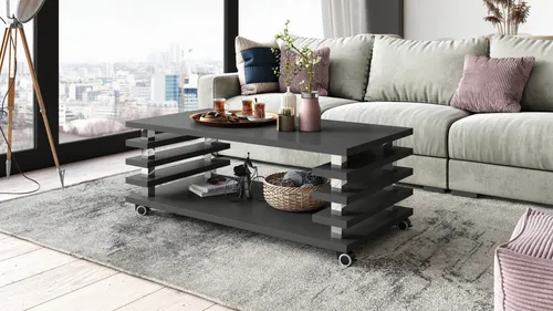 designimpex Couchtisch DC-3 - Stilvoller Wohnzimmertisch mit Rollen - Couchtische, elegantes Design mit hochwertigen Rollen für einfache Mobilität, ideal für jedes Wohnzimmer