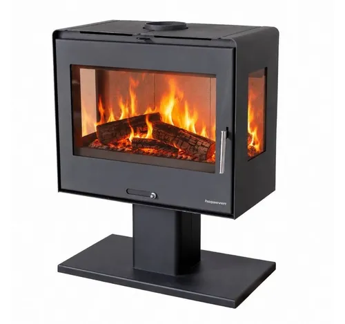 Hosseven Kaminofen Holzofen 5071 Panorama 10 kW - Der Hosseven Kaminofen 5071 kombiniert modernes Design mit hoher Effizienz. Mit 3 Seiten Glas bietet er einen beeindruckenden Blick auf das Feuer und sorgt für gemütliche Wärme in Wohnräumen bis 287 m³.