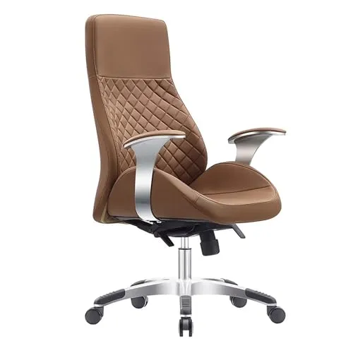 Vivol Design Bürostuhl Bologna Cognac - Luxus fürs Office - Bürostühl auf Synthetik leder in zwei farben erhältlich