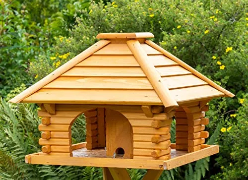 Deko-Shop-Hannusch Vogelhaus - Stabil und Behandelt - Nistkästen aus Holz, 50 cm breit und lang, 38 cm hoch. Mit abnehmbarem Schornstein für einfache Futterbefüllung und -dosierung.