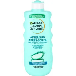 Garnier Ambre Solaire After Sun 24h Feuchtigkeits-Milch – Beruhigende Lotion für Gesicht & Körper mit Aloe Vera – 400ml - Kühlende Feuchtigkeitsmilch für bis zu 24h intensive Pflege. Ideal zur Unterstützung der Haut nach Sonnenbädern. Erfrischt und sorgt für ein geschmeidiges Hautgefühl ohne klebrige Rückstände.