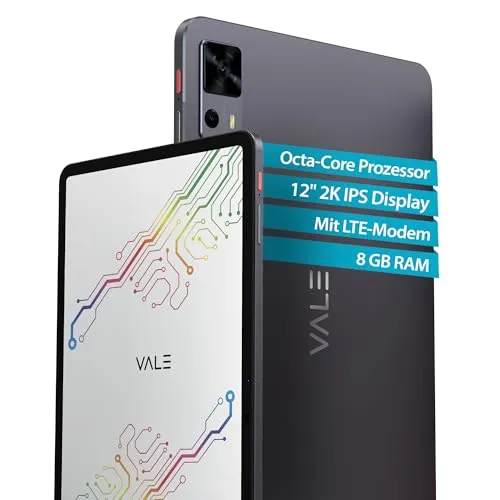 12 2K Tablet V12E - Unisoc T616, 8-Kerne bis zu 20 GHz, 8 GB RAM, 128 GB Speicher, leistungsstark für Multimedia und Gaming