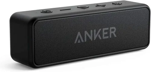 Anker SoundCore 2 Bluetooth Lautsprecher - Tragbares Lautsprechersystem mit enormem Bass, IPX7 wasserfest und 24 Stunden Akku-Laufzeit – ideal für Outdoor-Aktivitäten.