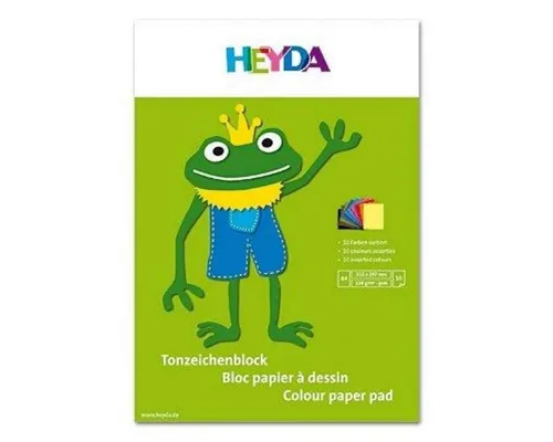 Heyda Zeichenpapier Heyda - Tonzeichenblock A4 130g, 10 Blatt verschiedenfarbig