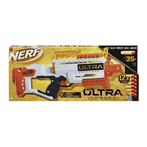 Nerf Ultra Dorado - motorisierter Blaster mit goldenen Akzenten, schnelles Nachladen und bis zu 36 Meter Reichweite mit speziellen Ultra Darts