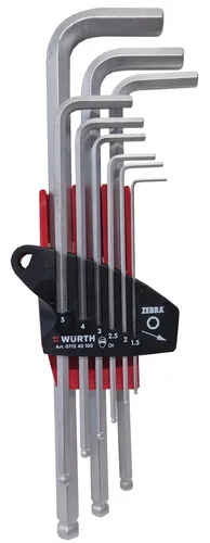 Würth Winkelschraubendreher-Satz Innensechskant 9-teilig - Sechskant & Innensechskant, 9-teilig, ideal für präzises Arbeiten in engen Bereichen und hohe Drehmomentübertragung.