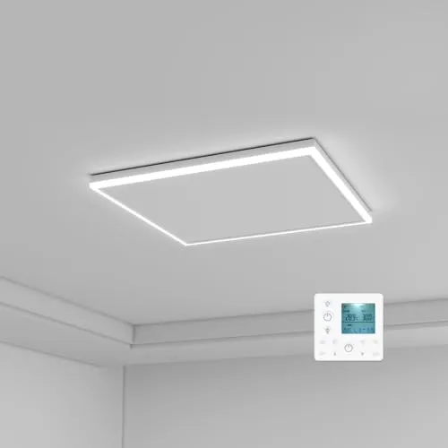Infrarotheizung Deckenmontage 400 Watt - Elektroheizkörper mit 2-in-1 Funktion: Heizung und LED Beleuchtung, platzsparend und effizient, ideal für bis zu 6 m², steuerbar per Fernbedienung für maximalen Komfort.