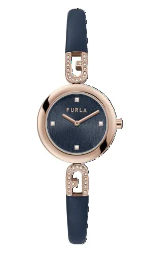 Furla Bangle Quarzuhr aus Leder - Elegante Quarzuhr mit marinem Lederarmband und robustem Edelstahlgehäuse. Ideal für jeden Anlass – stilvoll und langlebig.