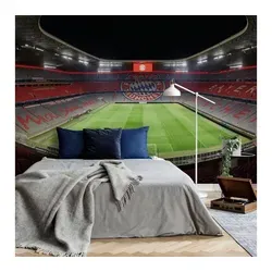 FC Bayern München Fototapete Große Fußball Fototapete FC Bayern München Vliestapete FCB Fußballstadion, sportliche Wohnzimmer Tapete bunt 5.28 m x 2.6 m