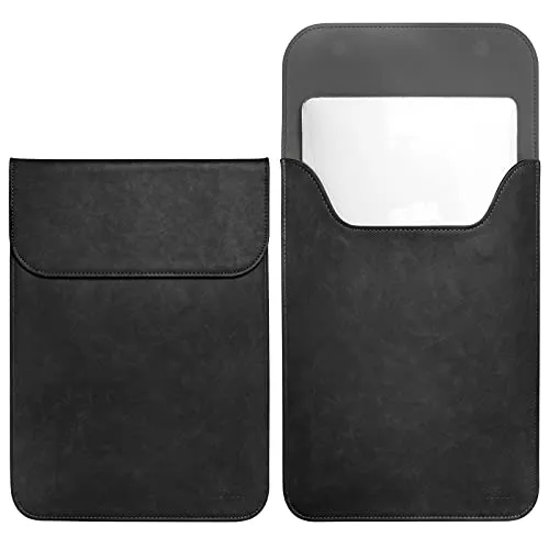 TECOOL Slim 13 Zoll Laptop Hülle Leder, Waterproof Tasche für 13 Zoll MacBook Air M1 M2 M3 2018-2020-2024, 2016-2020 2021 2022 MacBook Pro 13 M1/M2, Sleeve für Surface Pro, Huawei 13, XPS 13-Schwarz