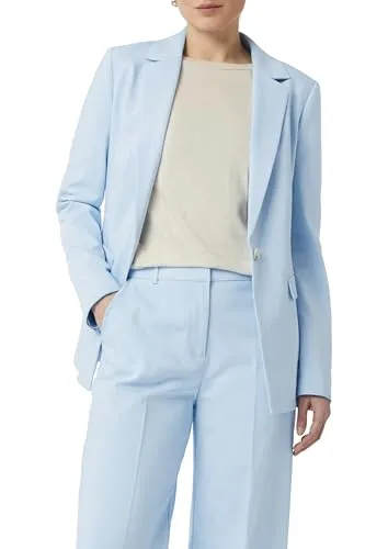 comma Antaillierter Blazer mit Pattentaschen in Hellblau - Größe 44 - Eleganter Blazer für Damen mit taillierter Passform und Reverskragen, ideal für Business-Anlässe. Hochwertige, elastische Webware und praktische Pattentaschen.